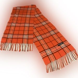 100% Cashmere scarf orange plaid